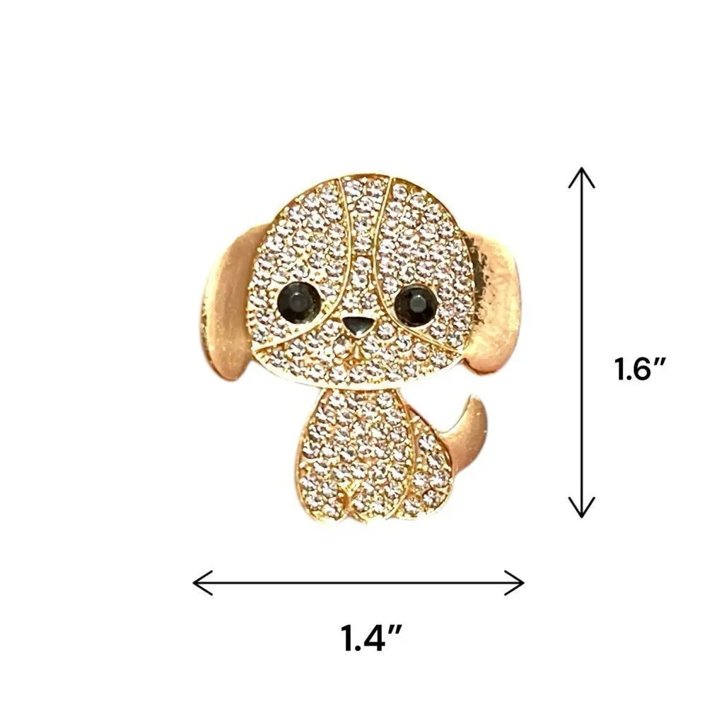 Gold Tone Rhinestone Dog Brooch